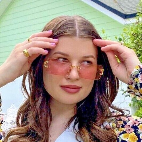 Gafas de sol ShadyVEU rectangulares oceánicas sin montura marco de metal para mujer - Imagen 2 de 12