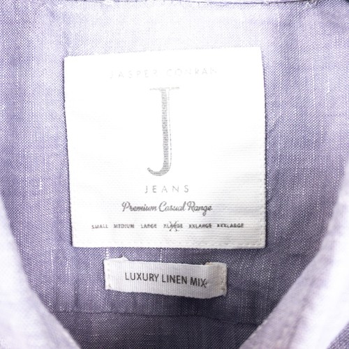 Jasper Conran Lilac Marl Button-Down Collar Luxury Linen Mix Shirt - Size XL - Picture 10 of 13