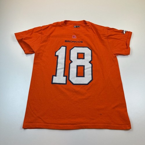 Majestic Denver Broncos Peyton Manning Shirt Adult Medium Orange Crew Neck NFL