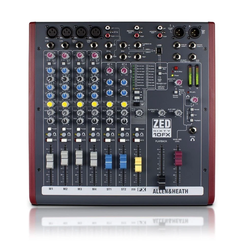 Allen & Heath ZED60-10FX Mixer mit 60mm Fader, 4 Mono + 2 Dual-StereoIN, USB, FX - Bild 3 von 3