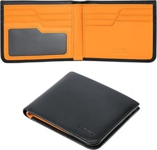 Calfskin Slim Wallets For Men RFID Blocking Leather Minimalist Front Black 