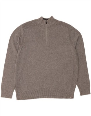 EDDIE BAUER Herren Zip Neck Pullover Pulli XL Grau Baumwolle AT10
