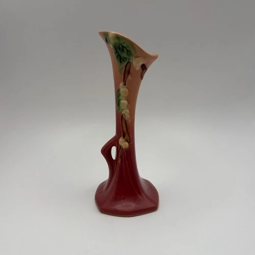 Roseville USA Art Pottery Snowberry Bud Vase 1BV-7"