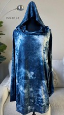 USA New Plus Size Women's Blue Tie Dye Pullover Hoodie Shirt Tunic 1X 2X 3X