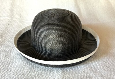 Betmar New York Braided Cloche Wide Brim Hat Black White One Size A161