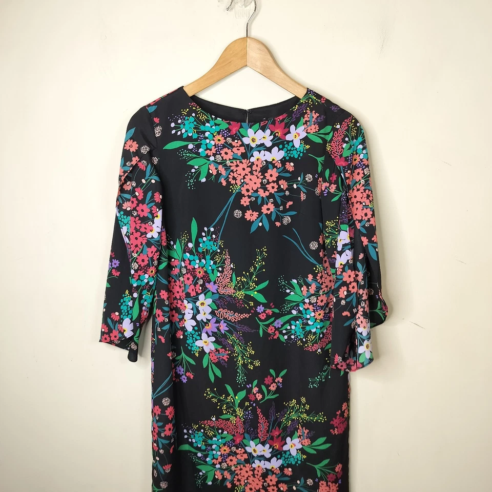 Vestido Floral Trina Turk Manga Dividida Talla XS Mujer Negro Multicolor Cambio Foto 2 de 4
