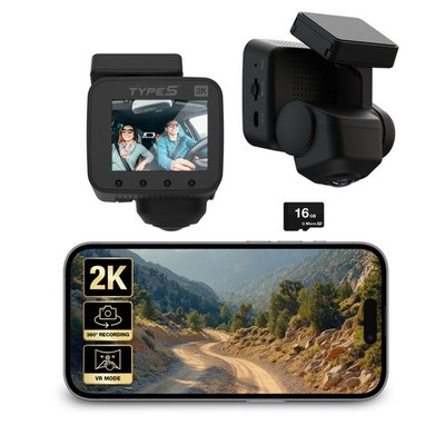 TYPE S P200 PRO Smart 360° 2K GPS Dashcam w/VR G-Sensor APP Live Streaming