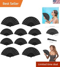 10 Pieces Small Folding Hand Fans Chinese Japanese Style Summer Handheld Fan ...
