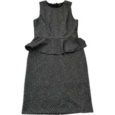 Ann Taylor Womens Black  & White Dress Herringbone Sz 4 office business casual