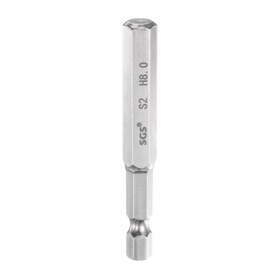 Flat Hex Screwdriver Bit 8mm (H8) 1/4'' Hex Shank 2.56'' Long Magnetic