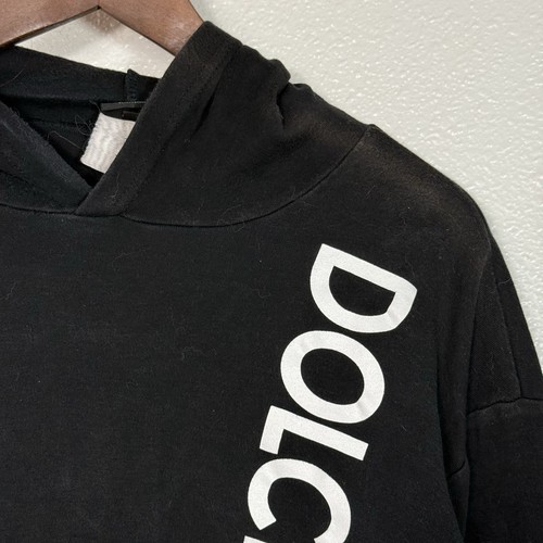 Dolce & Gabbana Big Logo Spell Out Hoodie Black Vintage Made In Italy Faded XL - Picture 3 of 6