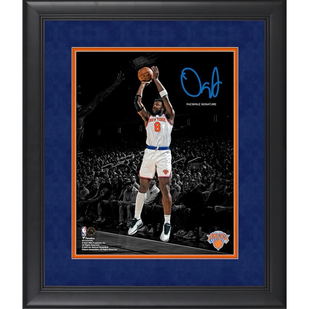OG Anunoby NY Knicks Facsimile Signature 11” X 14” Authentic Photo W/ Frame