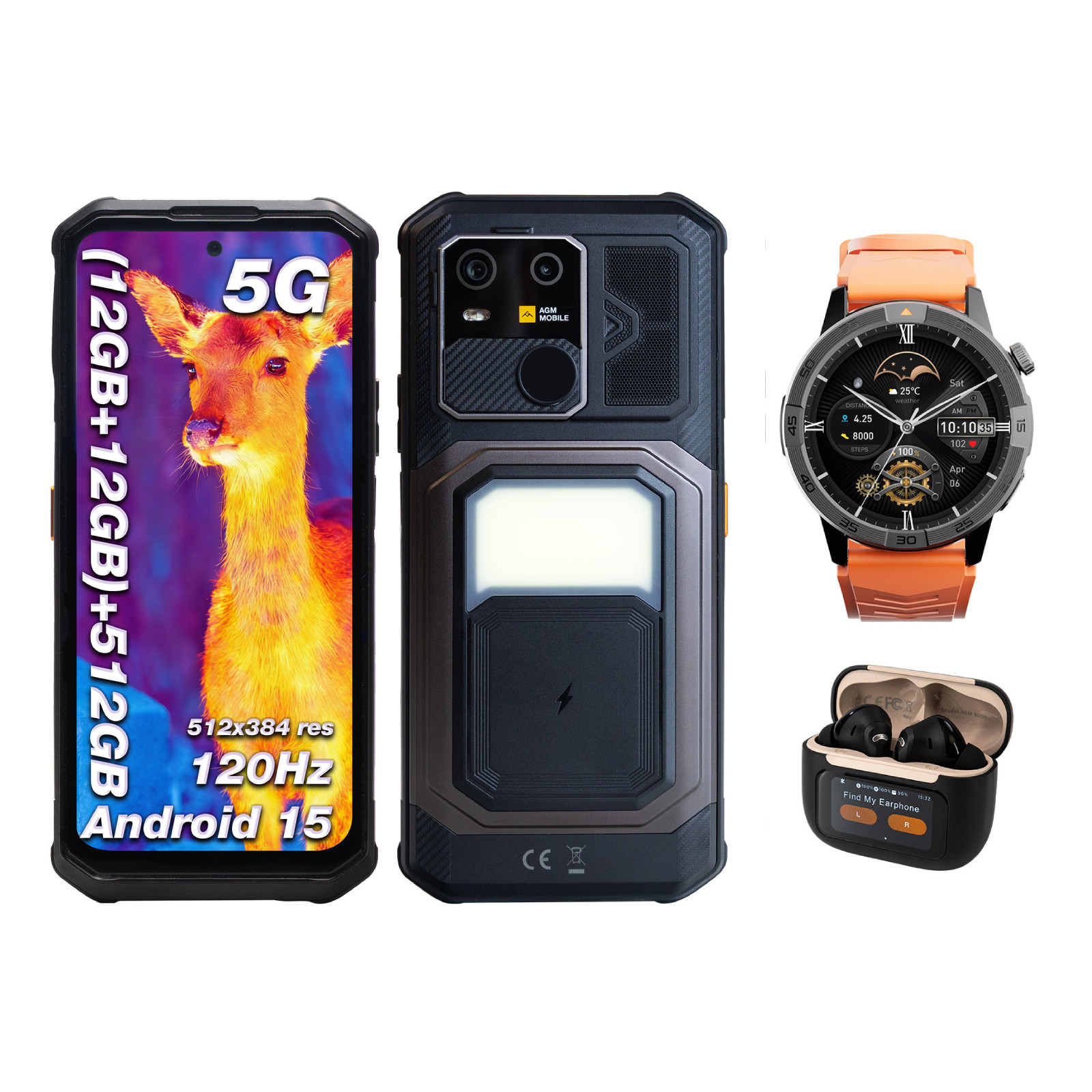 AGM G3 PRO 10000mAh Rugged Smartphone Thermal Imaging Phone + Smartwatch + EarBuds-