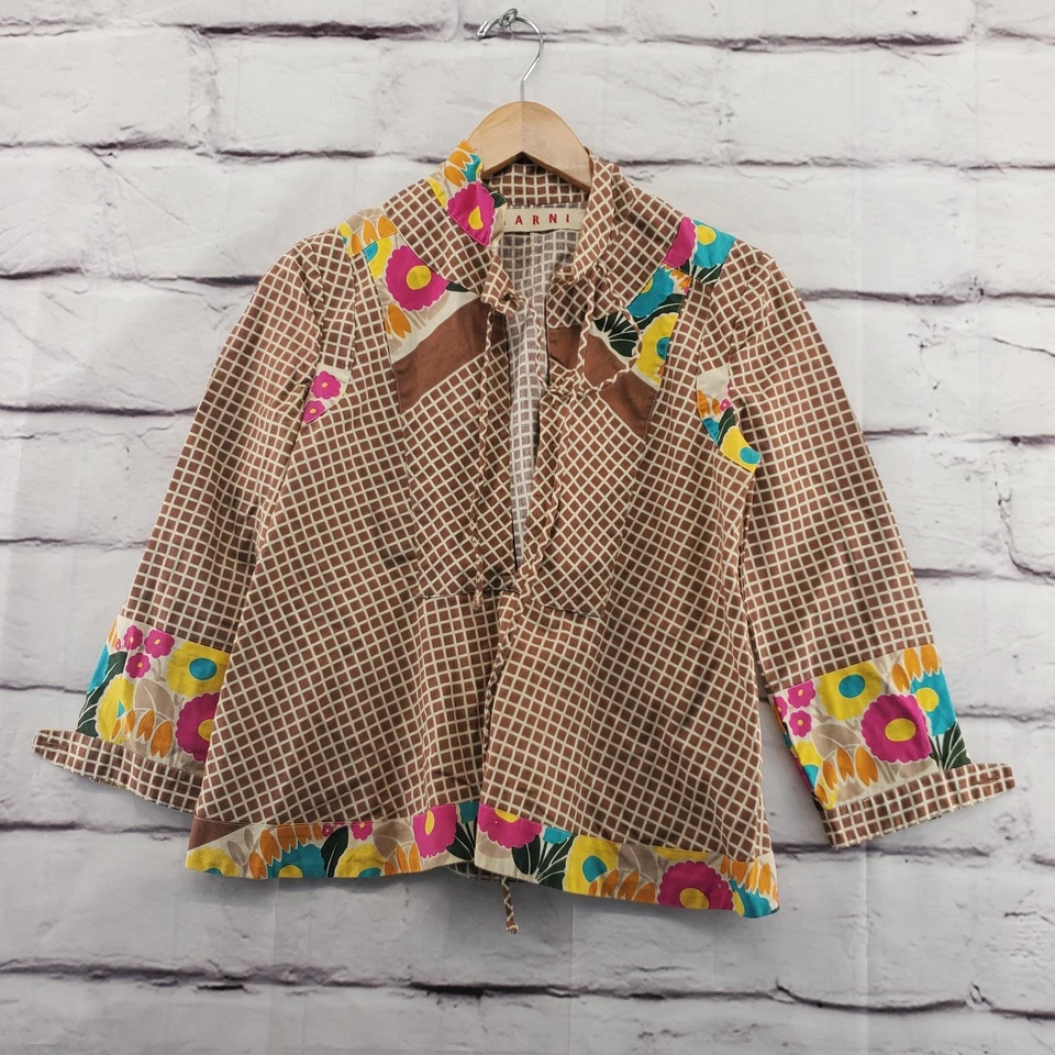 Top Marni Mujer Grande Multicolor Floral Geométrico Algodón Hecho en Italia Foto 2 de 4