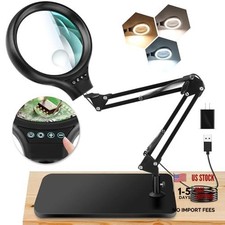 10x 30X Large Magnifying Glass with Light & Stand - 5-Inch LED Lighted
