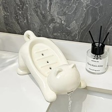 Cat Soap Tray - Cute Ceramic Holder for Sink - Bathroom Accessories