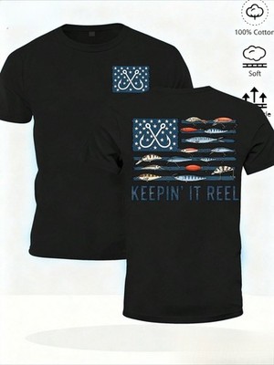 American Flag Fishing Hook Bait Fish Stay True Printed Men'S And Women'ST-Shirts