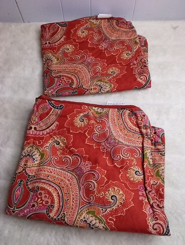 Lot Of 2 Pottery Barn Mira Paisley Pillow Cover Linen Blend Square 24" x 24" Red - Picture 10 of 10
