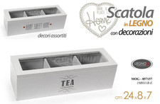 SCATOLA PORTA BUSTINE THE TE TISANE TEA CIALDE COFANETTO SHABBY CHIC HOME 24*8*7