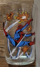 Taza de vidrio Amazing Spider-Man 1980 hecha en Francia de 4", MCG, MT-NM, ¡SÚPER RARA!