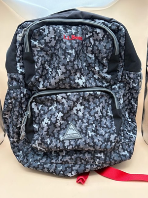 LL Bean Gray, Red Camo Book Pack Backpack - Pre Owned - Good