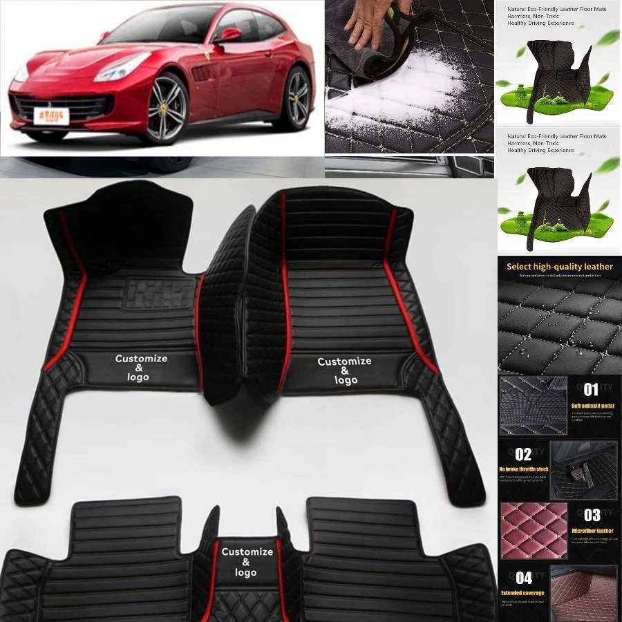 For Ferrari GTC4 Lusso Car Floor Mats Carpet Waterproof Luxury Custom Foto 2 de 4