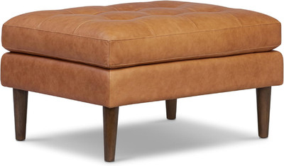 Napa Ottoman - Full-Grain Leather with Feather-Down Topper in Cognac Tan