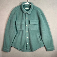 Standard Cloth Teal Sherpa Fleece Shirt Jacket Size Large Mens