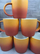 ROOT7 Orange Red Gradient Ombre Ceramic Coffee Mug Set 12oz 6-Piece Set