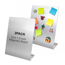 2 Pcs Magnetic Bulletin Board with Stand Metal Tabletop Memo Board Magnet Men...