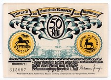 1921 Germany Rossla Notgeld 50 Pfennig Note (3349)