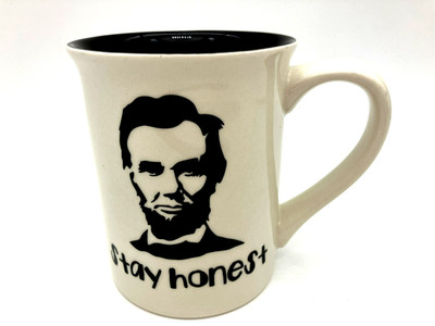 Large STAY HONEST ABE LINCOLN Mug by Our Name Is Mud 4.5''