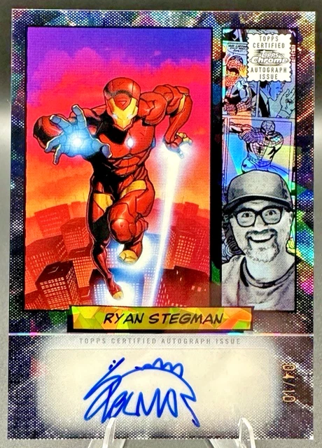 2024 Topps Chrome Marvel Artist Iron Man Ryan Stegman Black Auto /10