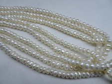 16" Strand 4mm Wide Natural Freshwater Pearls Button White 93 DNG