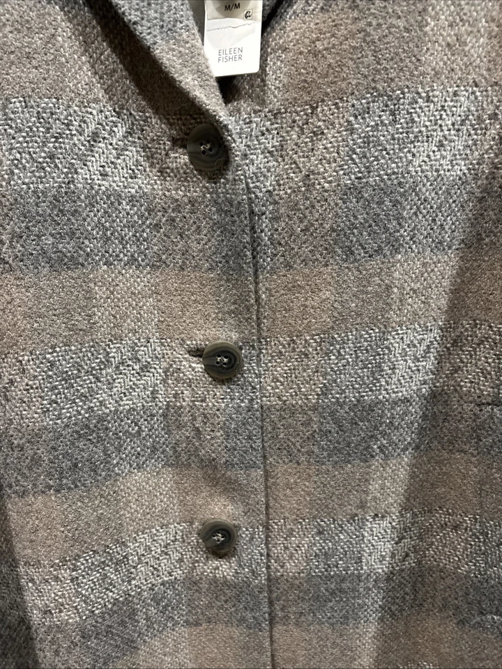 Eileen Fisher Alpaca Wool Twill Plaid Shawl Collar NWT, M - Image 2 of 4