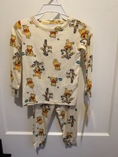 Winnie the Pooh Disney viscose ultrasoft pajamas yellow stripe 24mo unisex NEW 