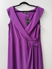 Lauren Ralph Lauren Solid Wrap Dress Women's 18 Purple V-Neck Sleeveless Long