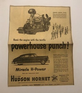 Vintage 1940’s Hudson car Automobile Newspaper Ad 0C26