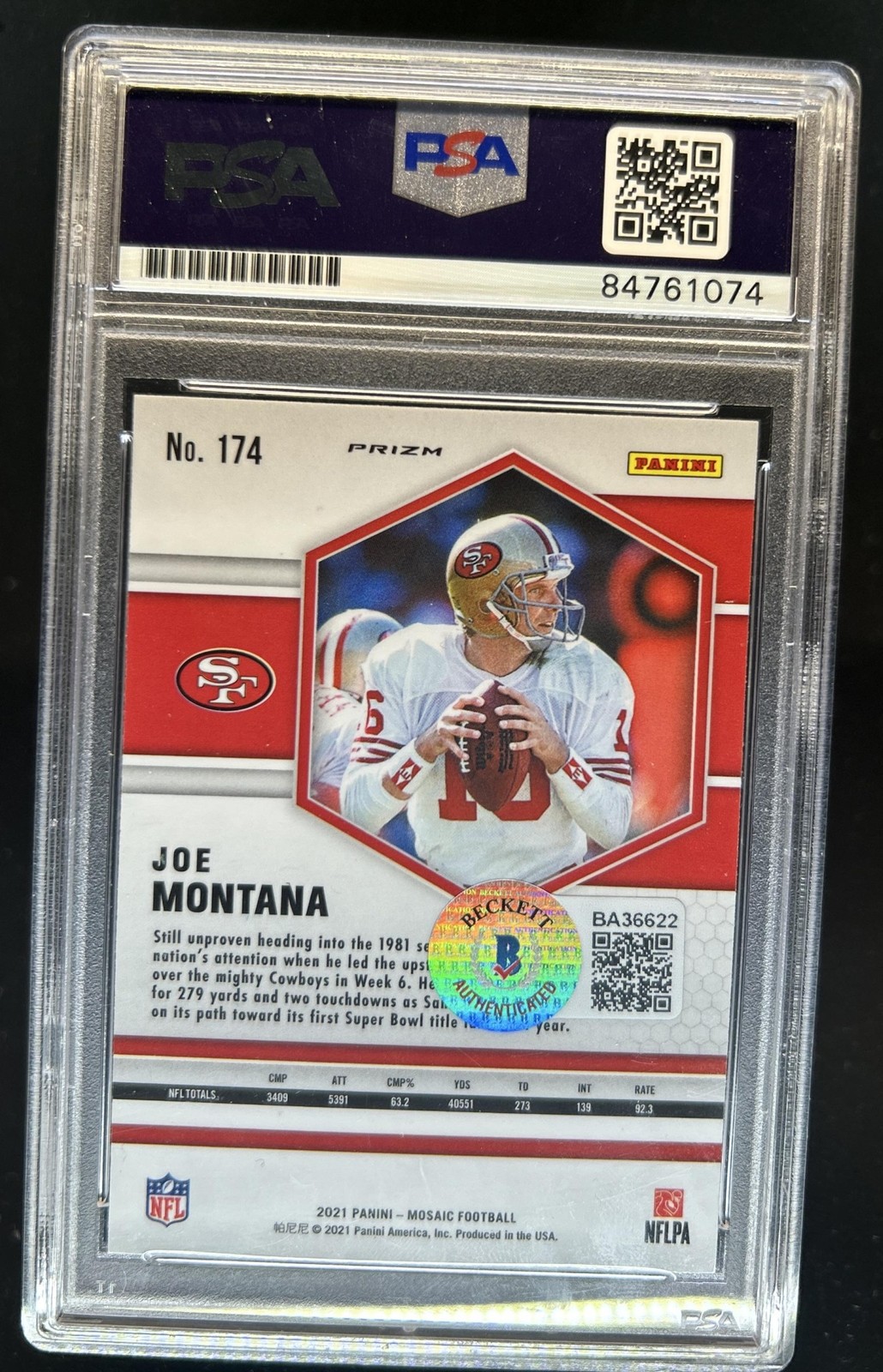 Joe Montana Trading Card Auto Autograph PSA Authentic view 2