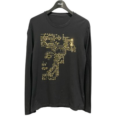 VERSACE COLLECTION V800670 Langarm T-Shirt Schwarz M Nieten Medusa Logo 8532