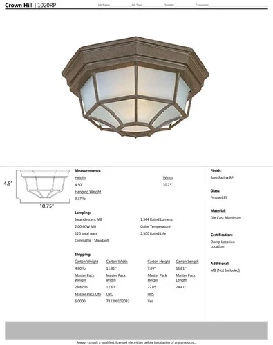 Maxim Crown Hill-Two Light Outdoor Flush Mount in Early American style-10.75 ... - Picture 3 of 3