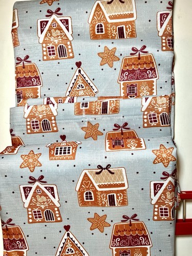 CHRISTMAS GINGERBREAD VILLAGE HOUSES FABRIC SHOWER CURTAIN COOKIES - Picture 1 of 14