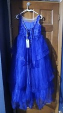Girls' Formal Prom Dresses Blue Pink Layered Tulle Sleeveless Embellished Style