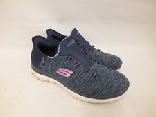 Skechers Navy Blue Pink Slip In Trainers Size 6  (Hol)