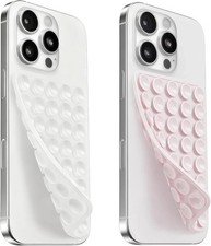  2 Pack Silicone Suction Cup Phone Case Mount Double Sided, Clear  Pink