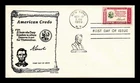 US COVER AMERICAN CREDO ABRAHAM LINCOLN FIRST DAY ISSUE CASCADE CACHET