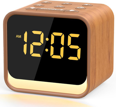 Housbay Wooden Sound Machine Alarm Clock for Bedrooms - Gentle Wake-Up with Bird