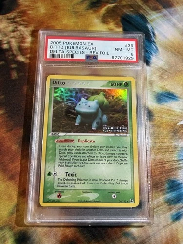 2005 Pokemon Ditto Bulbasaur EX Delta Species Stamped Reverse Foil 36/113 PSA 8