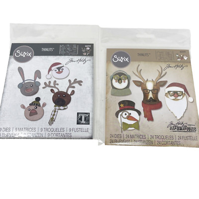 Sizzix Thinlits Tim Holtz Die Cuts WINTER CRITTERS & COOL YULE Bundle