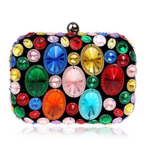 Women Evening Bags Party Event Clutch Diamonds Style Metal Rhinestones Handbags - Picture 17 of 32